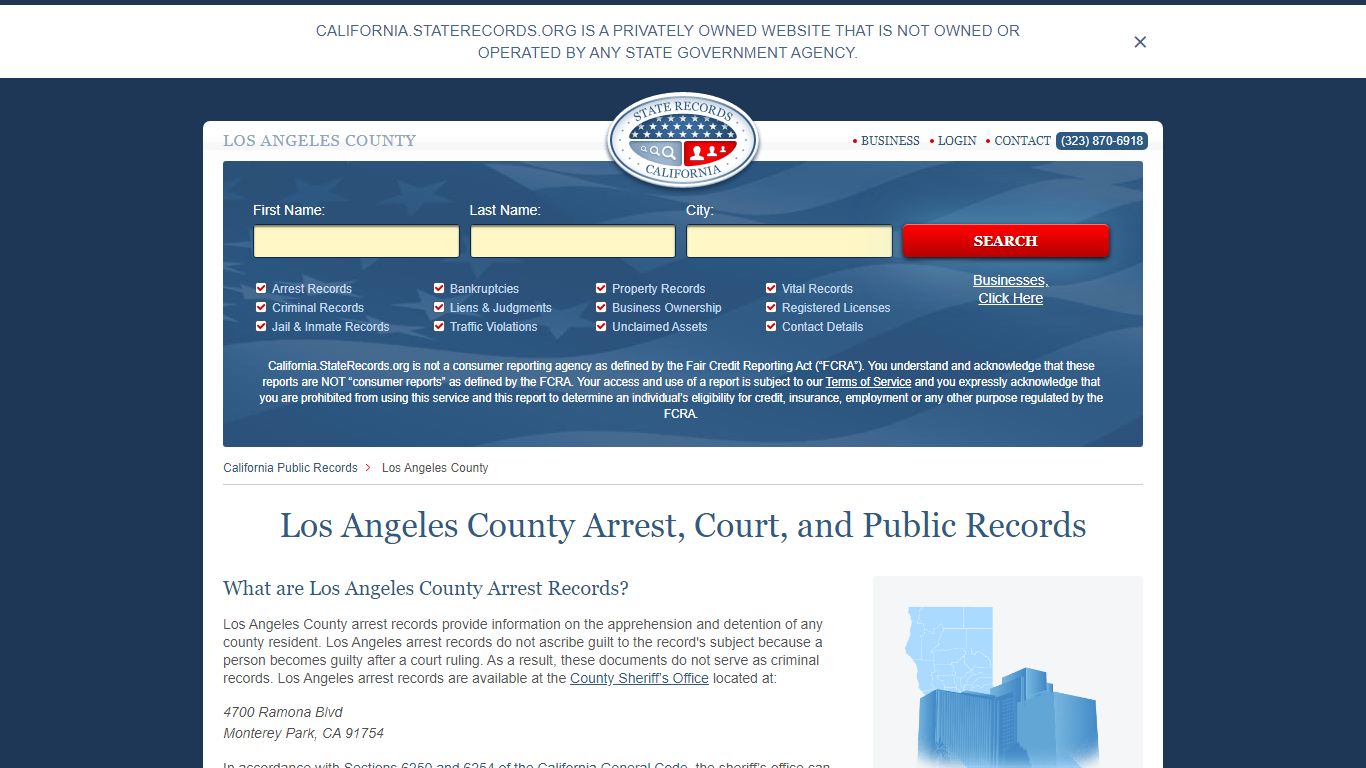 Los Angeles County Arrest, Court, and Public Records